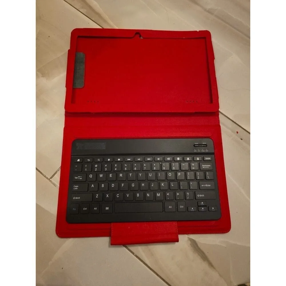 Bluetooth Tablet Keyboard Folio‎ Case Red Model KBT13 Wireless QWERTY Slim F1